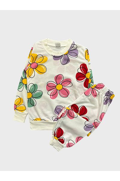Fil Kids Set de pijamale de sezon pentru fete, din bumbac, cu modele florale, cu mâneci lungi