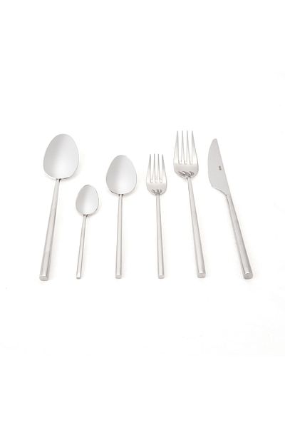 Nehir Gloria Plain 36 Piece Fork Spoon Knife Set - Gray