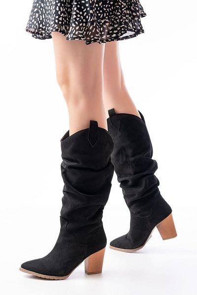 ELLOLİTA LUXURY SHOES LS-1884 Μαύρα Suede Daily Γυναικείες Μπότες