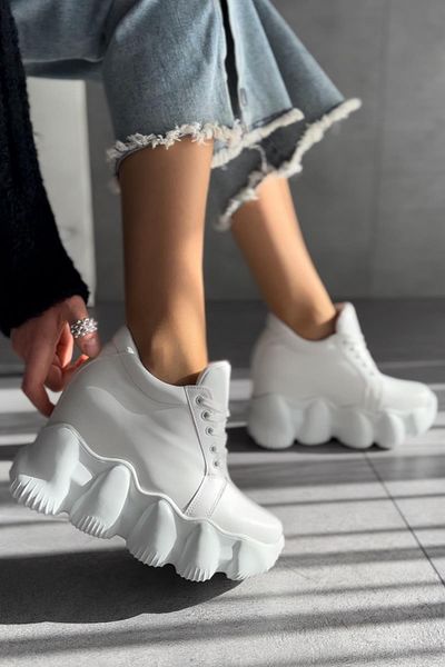 Modanizm Rubio White Sneakers with Hidden Heels