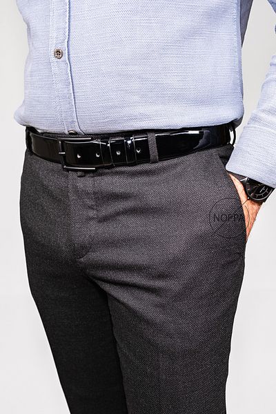 debbah Black Patent Leather Shiny Vegan Leather Men's Belt - 3.5 cm