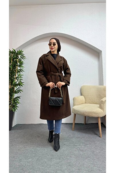 moda zeynaa Düğmeli Kaşe Kaban