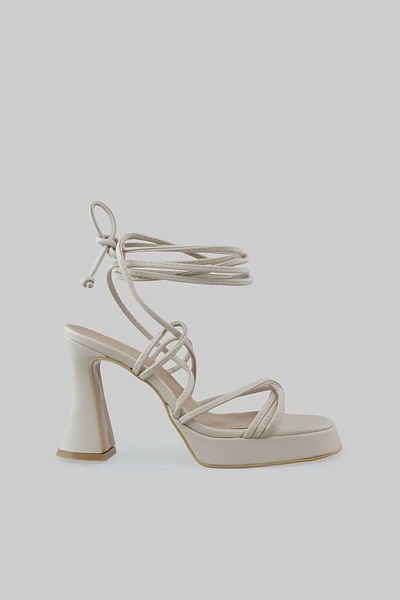 sovrana Cross Rope Detailed Platform Heeled Shoes Beige