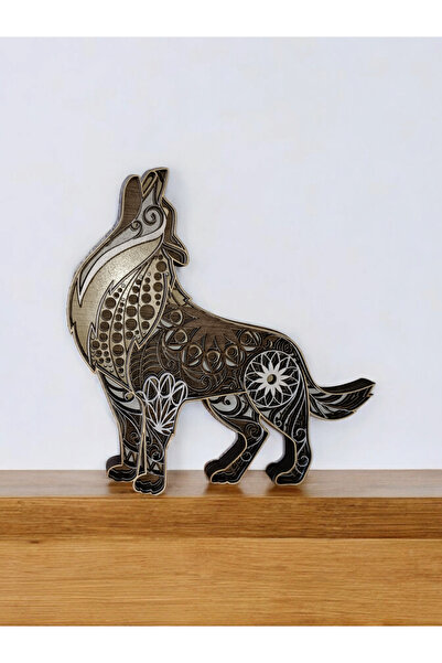 GHY AHŞAP Dekoratif 3d Hayvan Figürlü Masa Süsü Biblo (kurt)