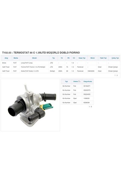 İthal 88 ° C Thermostat - 1.3Mjtd Fused Doblo Fiorino