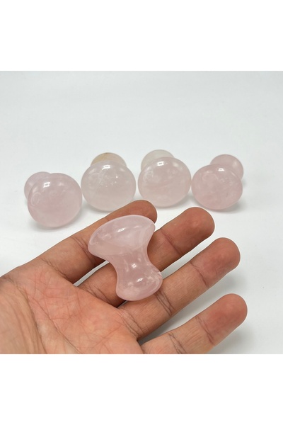 YILDIZ DOĞAL TAŞ Sertifikalı Pembe Kuvars 1. Sınıf Kalite Mantar Gua Sha Doğa...