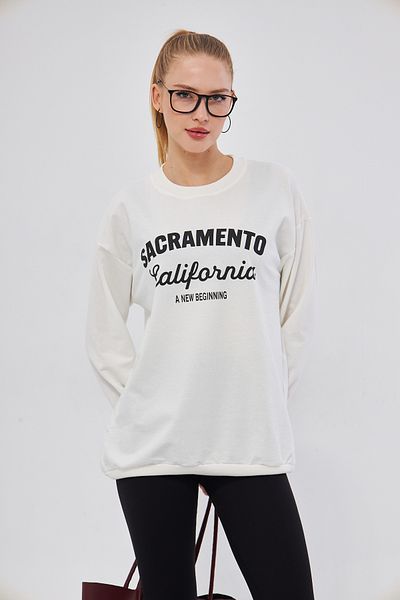 armonika Γυναικείο φούτερ με στάμπα Sacramento σε λευκό χρώμα ARM-25K 001020
