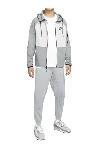 Nike سويت شيرت رياضي بغطاء للرأس بسحاب كامل للرجال باللون الرمادي من Windrunn...
