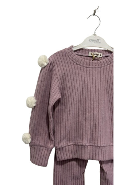 ugurbocegicocukdunyası Παραμοντίλια Παιδικό Σετ κοτλέ Κοριτσίστικα Σετ 2τμχ με Πομπομ 6195