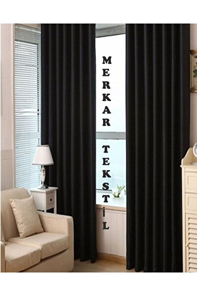 DENAS PER 1.Kalite Lüks SİYAH BLACKOUT Fon Karartma Perde-Tek Parça Pilesiz-E...