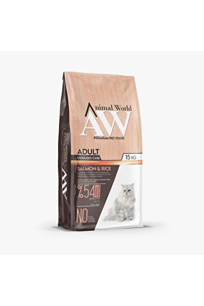 Animal World Sterilised Somonlu Kısırlaştırılmış Kedi Maması Yetişkin (1 - 7 Yaş)-15 Kg-Evet