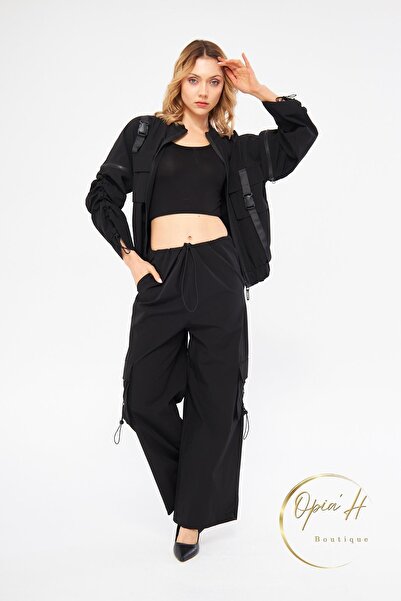 LAMANTE Kol Opsiyonlu Siyah Tasarım Spor Ceket