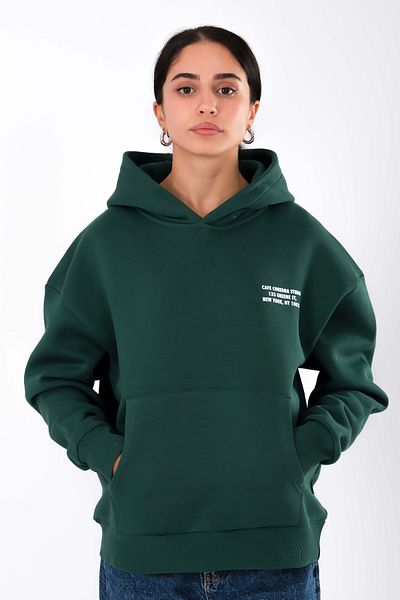 Coredra Green Women's Hoodie - Cafe Relaxed Fit