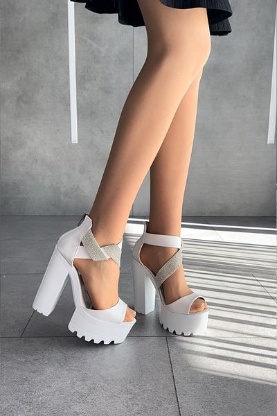 Modanizm White Cira Heeled Shoes
