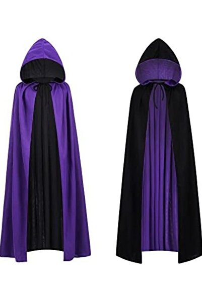 Annee Bakk Çift Taraflı Kapüşonlu Mor - Siyah Pelerin, Cadılar Bayramı Pelerin