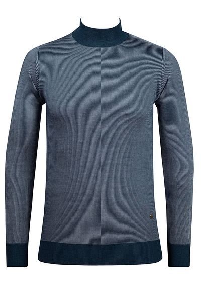 Çizgi Triko Pulover pentru bărbați cu dungi - jumătate de gât țesut, mâneci imprimate și talie elastică, tricot din oțel - 5015B