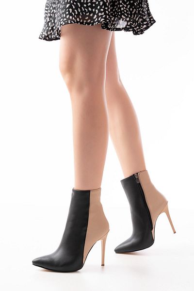 Moda Asmira Ls-216 Black High Thin Heeled Zippered Women's Boots