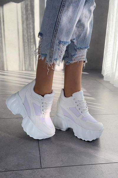Modanizm Evanora White Wedge Sneakers