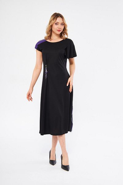 LAMANTE ZIPPER DETAIL BLACK MIDI DRESS