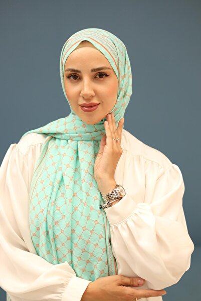 Silk Home Olinda Shawl - 49005 - 14 Turquoise Green Orange