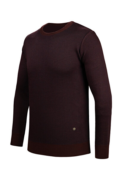 Çizgi Triko Men's Striped Knitwear Sweater - Zero Collar, Patterned Sleeves and Waist Elastics, Steel Knit Classic Fit - 5015C