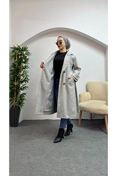 moda zeynaa Düğmeli Kaşe Kaban