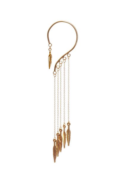 LABALABA Women's Gold Color Lacquer Plated Dangle Leaf Charm Earcuff&Cartilage Earrings