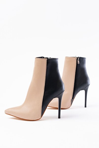 infon shoes creation LS-216 Nut Yüksek İnce Topuklu Fermuarlı Kadın Bot
