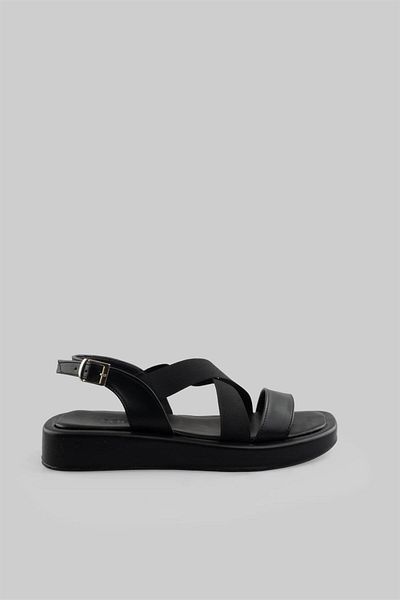 sovrana Cross Strap Detailed Sandals Black