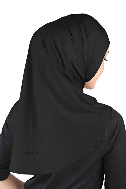 Ecardin Μικρο υφασμάτινα σκαλιά Hijab Sports Turban Shawl - ST208 Μαύρο