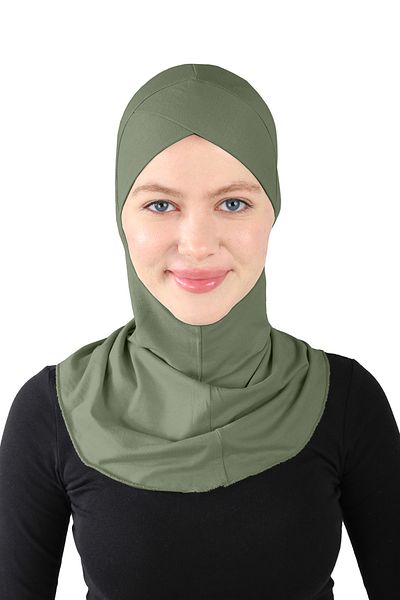 Ecardin Χακί χρωματιστό σταυρό Hijab Turban - St 232