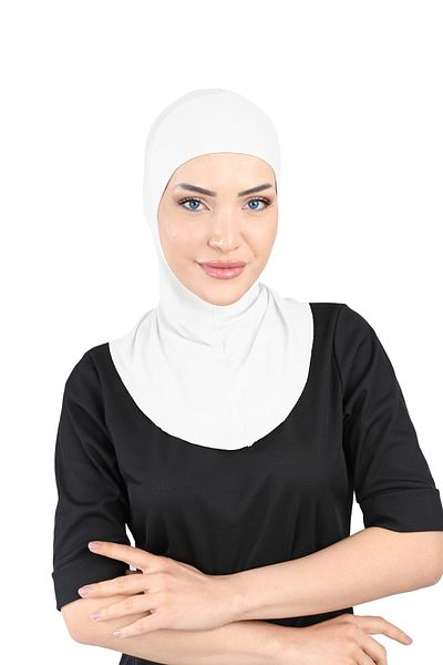 Ecardin White Clima Fit Hijab Turban - Breathing and Anti-Sweat - St 228