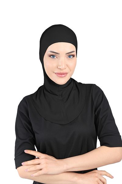 Ecardin Black Clima Fit Hijab Turban - Breathing and Anti-Sweat - St 228