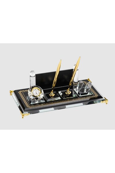 Kristal Masa Isimliği Kalemli Ofis Hediyesi Masa Isimliği Kmı-410