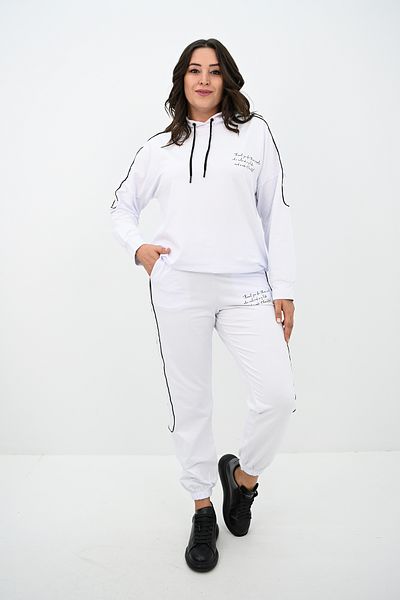 Koza Butik Women's Large Size Accessory Snap Detailed Tracksuit Set 8144-25