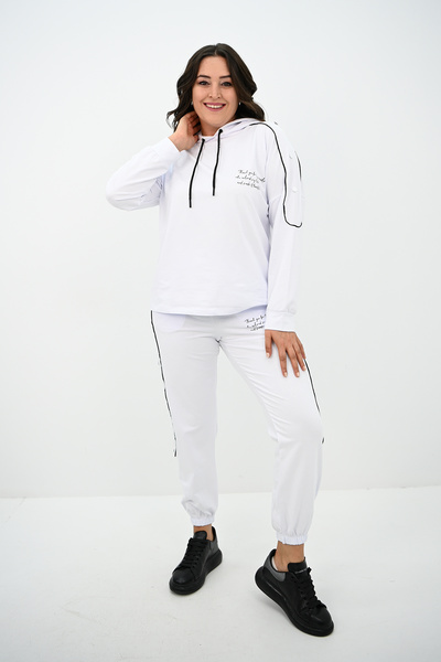 Koza Butik Γυναικείο Σετ Φόρμας Plus Size Αξεσουάρ με λεπτομέρειες 8144-25