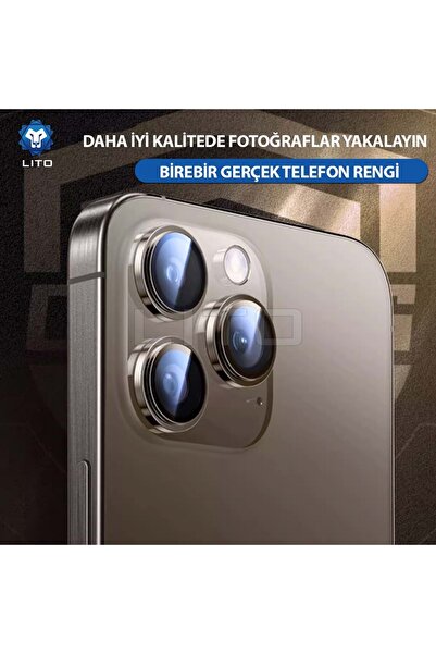Lito S+ Anti-Reflective iPhone 16 Pro/16 Pro Max Kamera Koruyucu Natural Titanium