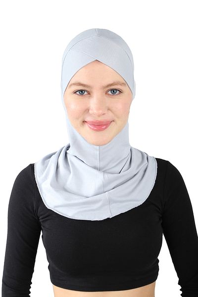 Ecardin Light Gray Cross Hijab Turban - St 232