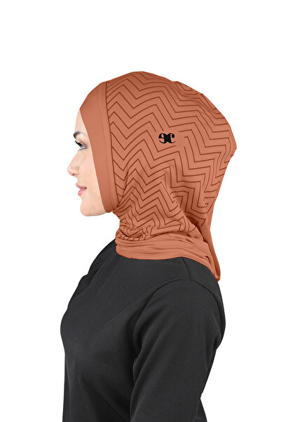 Ecardin Zigzag Striped Sports Cross Hijab Bonnet Turban - St299 Tile