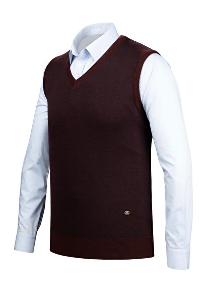 Çizgi Triko Men's V-Neck Striped Knitwear Sweater - Colorful Patterned Winter Steel Knit Classic Fit - 5015H