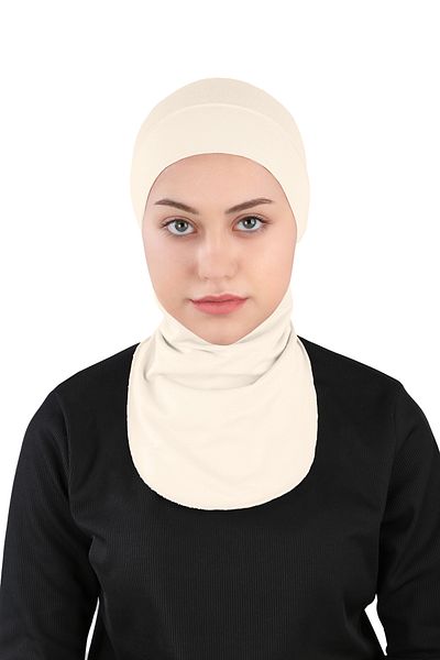 Ecardin Light Beige Small Flexible Sports Bonnet with Hijab Neck - St 225