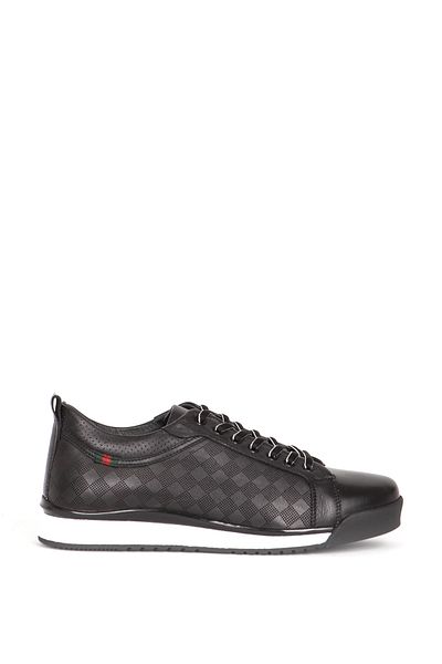 MARCOMEN 19593 Model Genuine Leather Black Sneakers - Lace-up and Breathable