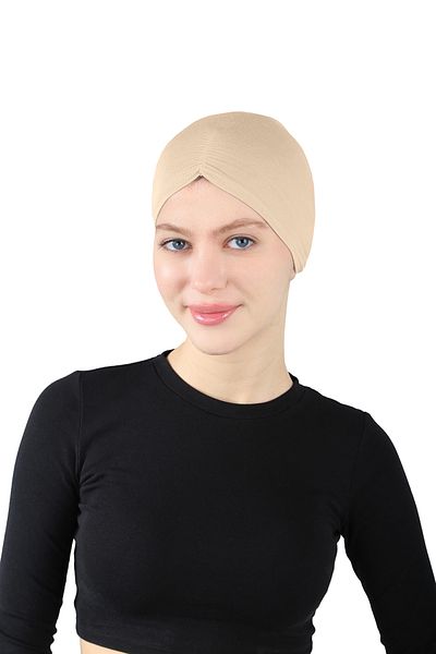 Ecardin Light Mink Pleated Comfortable Snap Bonnet - St 256