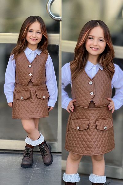 Minigimin Cicileri Комплект от 3 сладки бебешки чантички My Little One - кожена ватирана, кафява