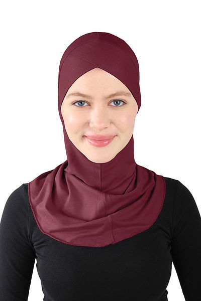 Ecardin Claret Red Cross Hijab Turbine - St 232