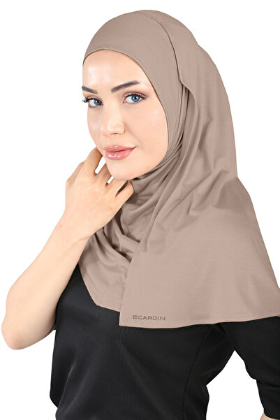 Ecardin عمامة فيسكوز مريحة وشال ليكرا - مينك داكن st 200