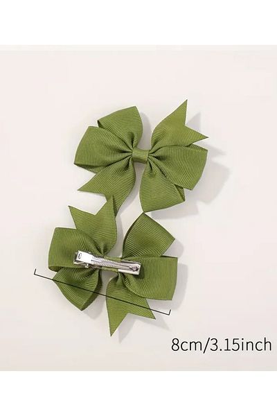 Atılgan Grp Olive Green Baby and Child Clip Ribbon Buckle Set - Set of 2