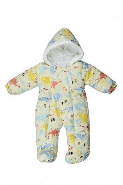 MAİBELLA Dinosaur Patterned Winter Jumpsuit with Cute and Booties for Baby Boys and Girls