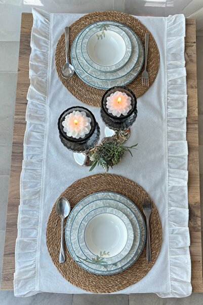 memhome Naturel Fırfırlı Runner Vintage 40x110 Cm