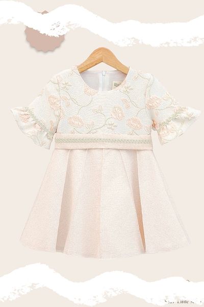 Kids' Little Store Blue Floral Patterned Jacquard Dress